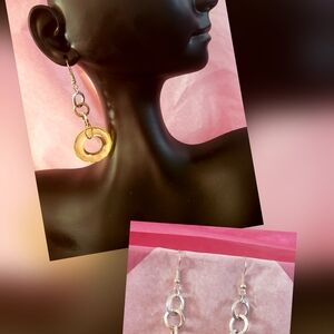 Elegant Yellow and Silver Hoop Earrings